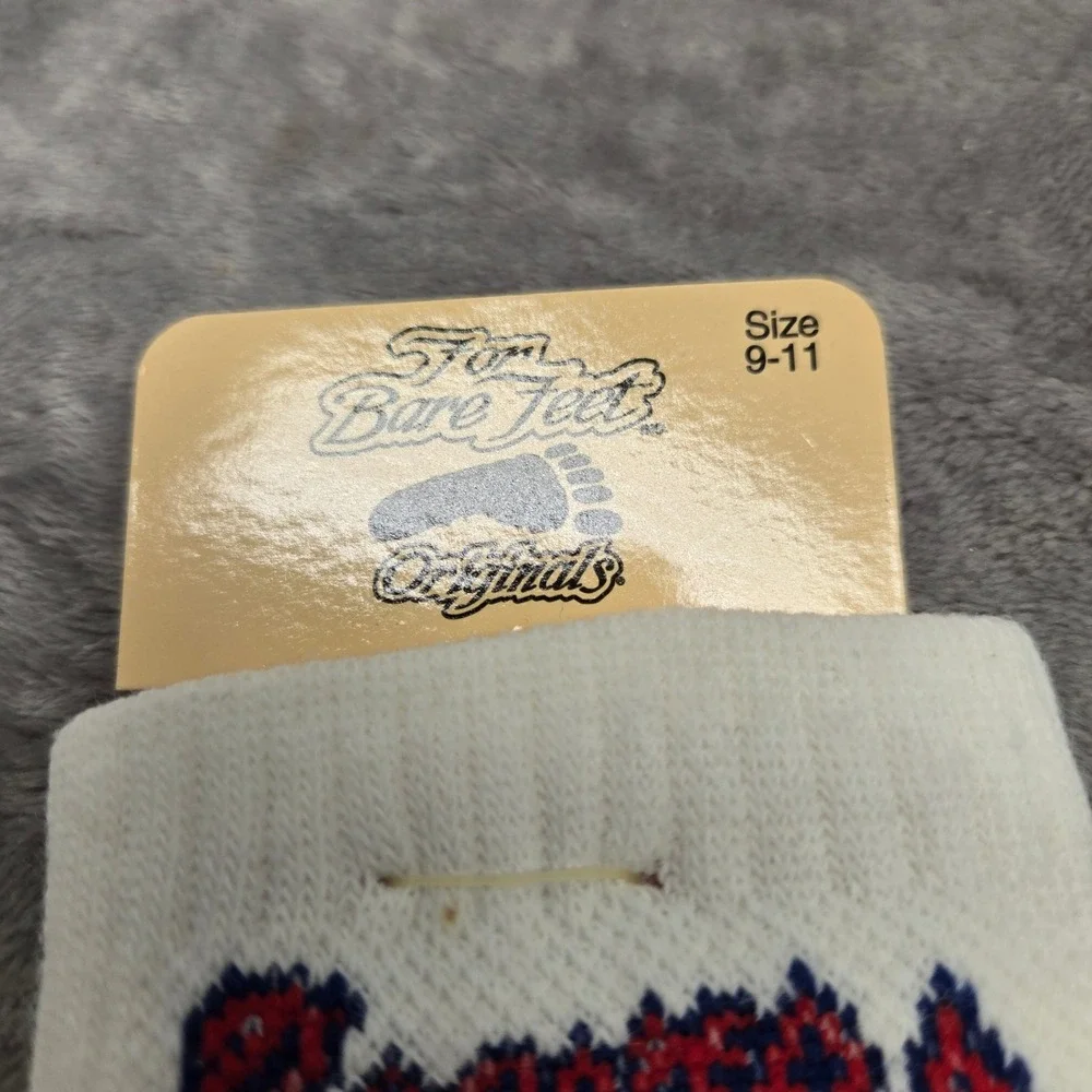 Vintage For Bare Feet Atlanta Braves MLB Crew Socks White Blue Made in USA 9-11